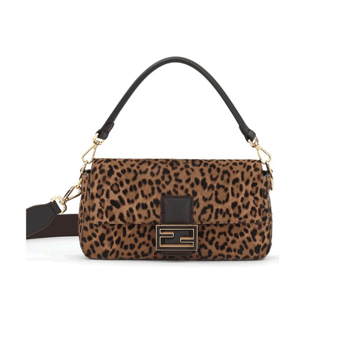 fendi baguette leopard pony hair shoulder bag